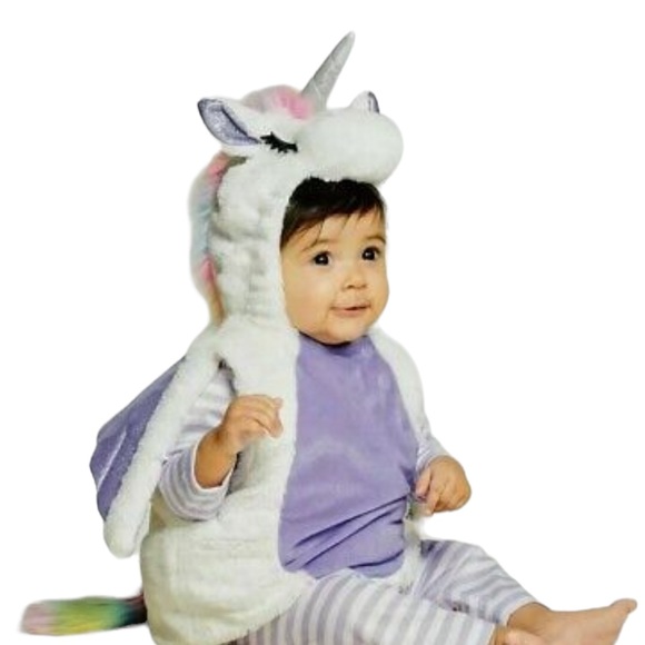 UNICORN costume 0-6 Months hooded 3 piece SET plush HALLOWEEN NWT twins triplets - Picture 3 of 8